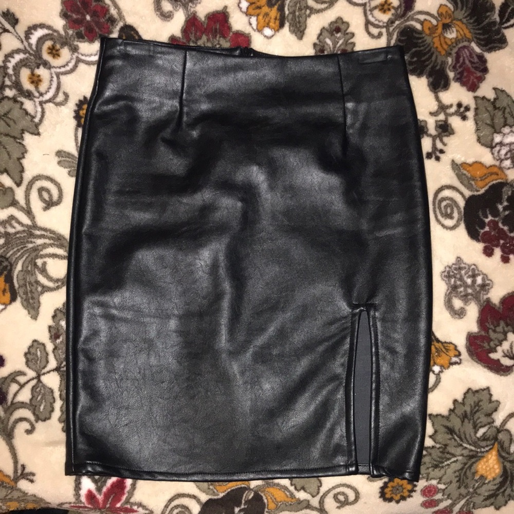 Leather black skirt